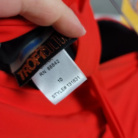 Tropiculture cherry red rouched sides plus size swim shealth swimdress - Picture 5 of 6